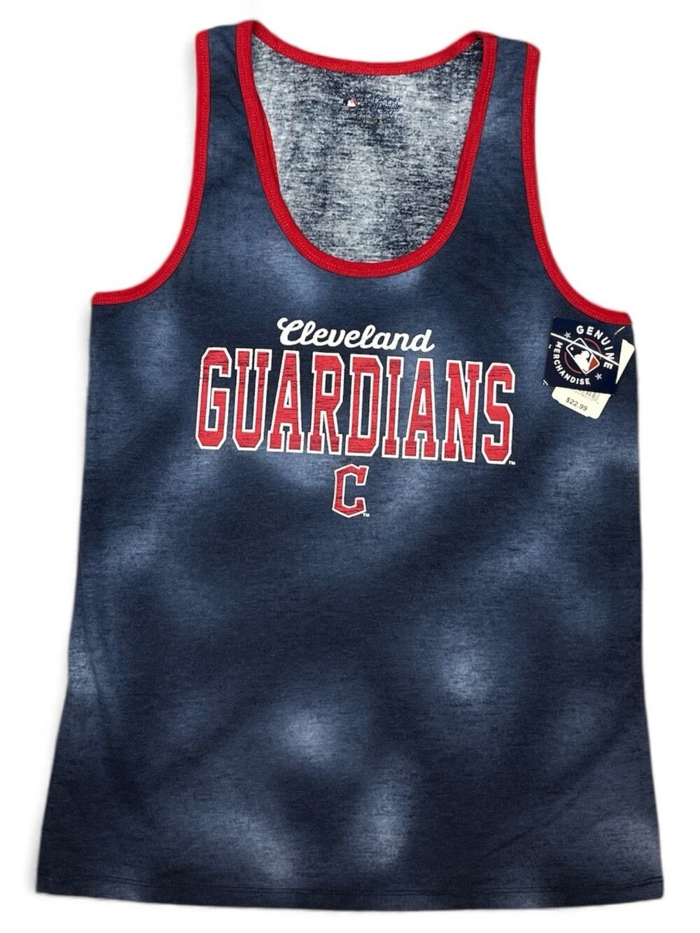 Cleveland Guardians MLB Tank Top Womens Small Navy Red Trim Official Merch NWT